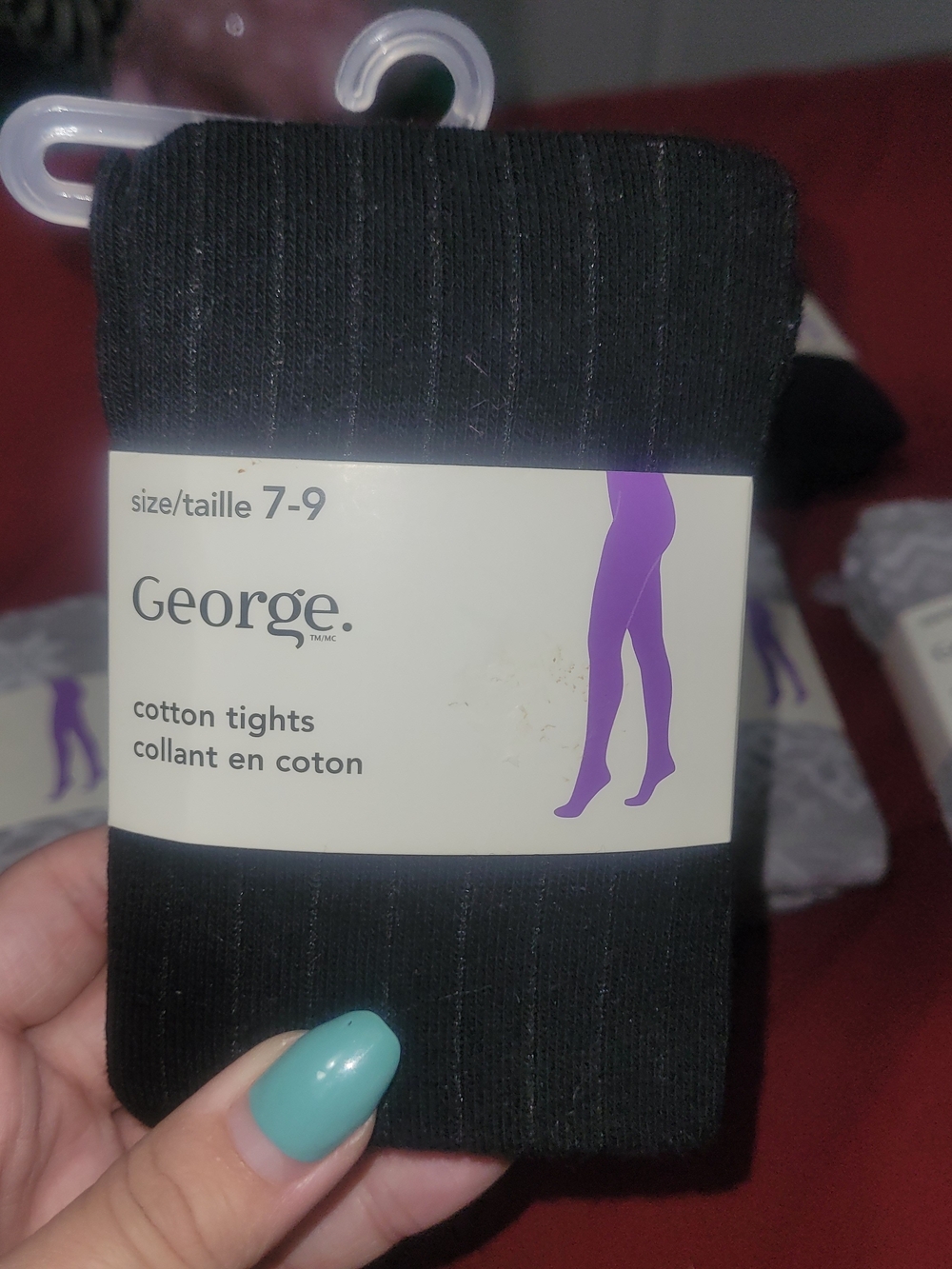 NWT George Cotton Tights 7pc Bundle Girls Size 7-9 Black & Grey - Picture 5 of 7